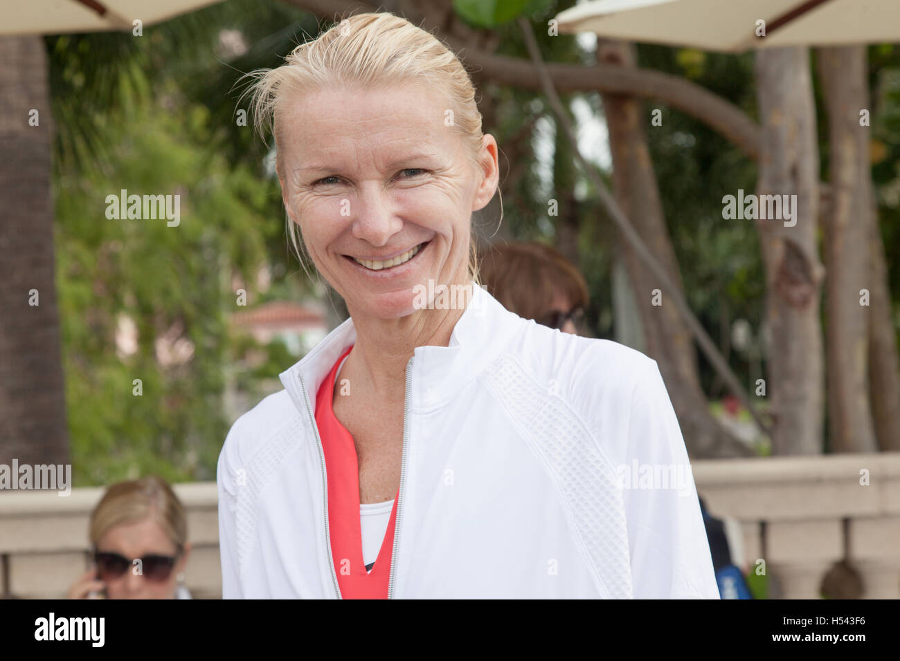 Jana Novotna posing for photo on November 20, 2015 at the Chris Evert Pro-Am Celebrity Tennis Classic at the Boca Raton Resort & Club in Boca Raton, Florida Stock Photo