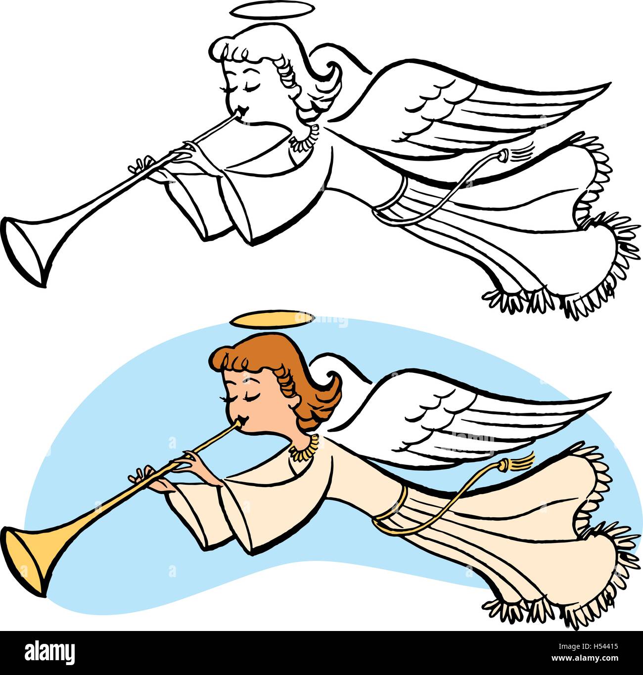 List 96 Pictures Which Angel Blows The Trumpet In The Bible Superb A Winged Angel Blowing A Long Trumpet H54415