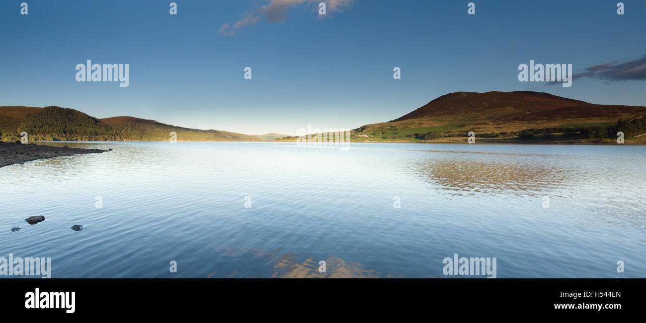 Panorama of Llyn Celyn reservoir constructed between 1960 and 1965 in the valley of the River Tryweryn in Gwynedd North Wales Stock Photo