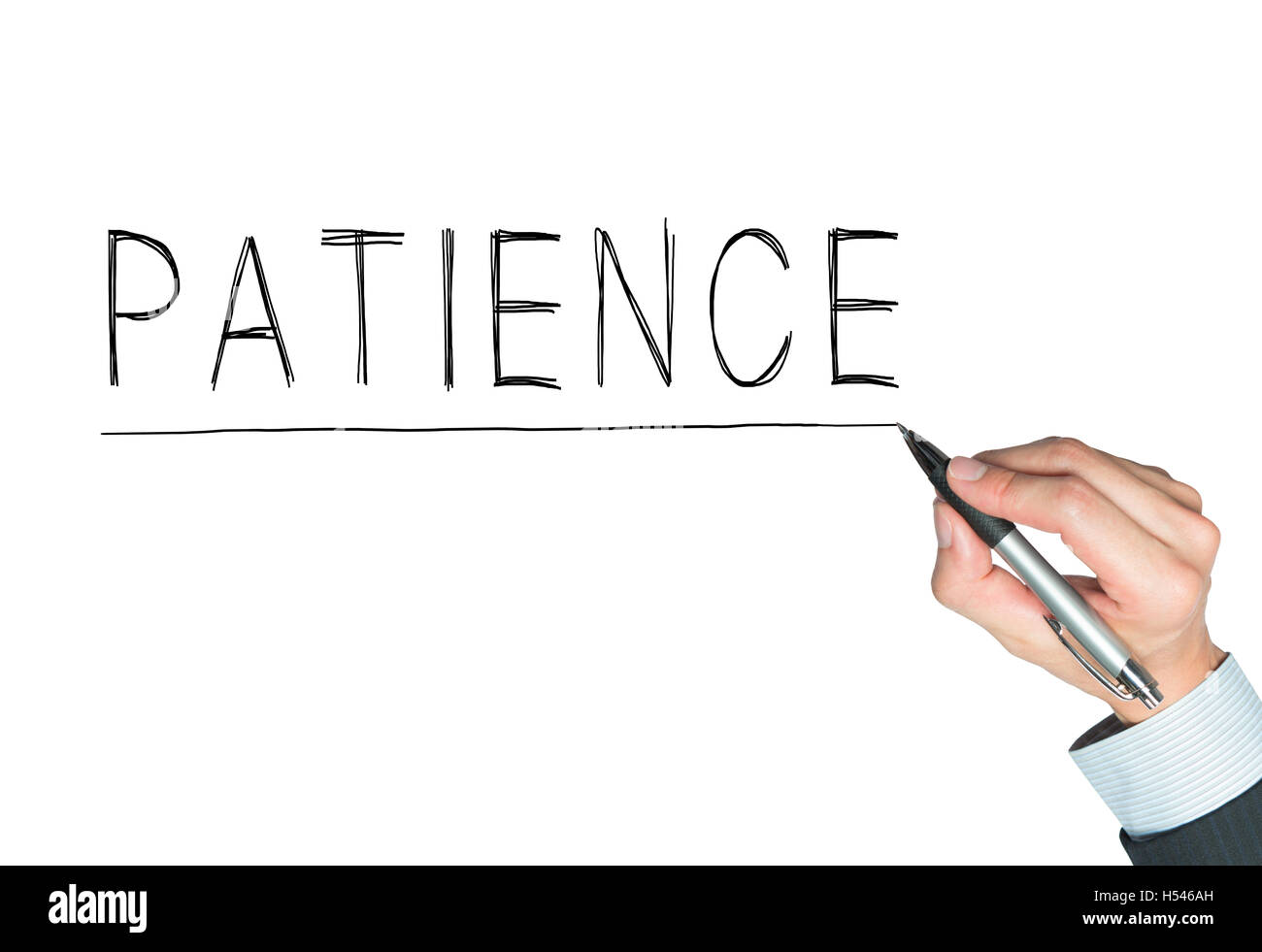 patience written by hand, hand writing on transparent board, photo ...