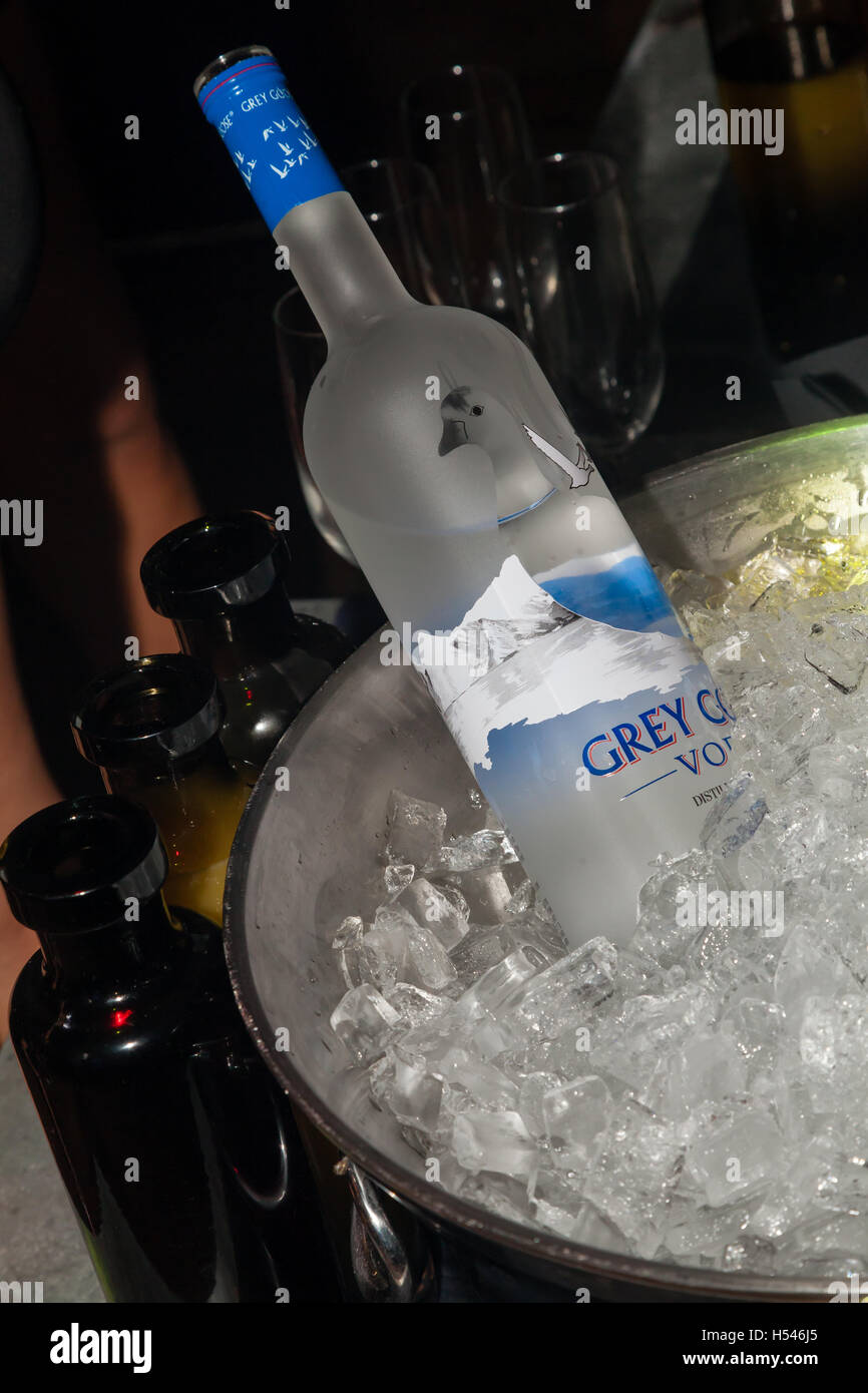 Grey Goose in ice bucket at The Grand Opening of the Temptation Restaurant  Studio and Lounge on November 25, 2015 in Miami Beach, Florida Stock Photo  - Alamy