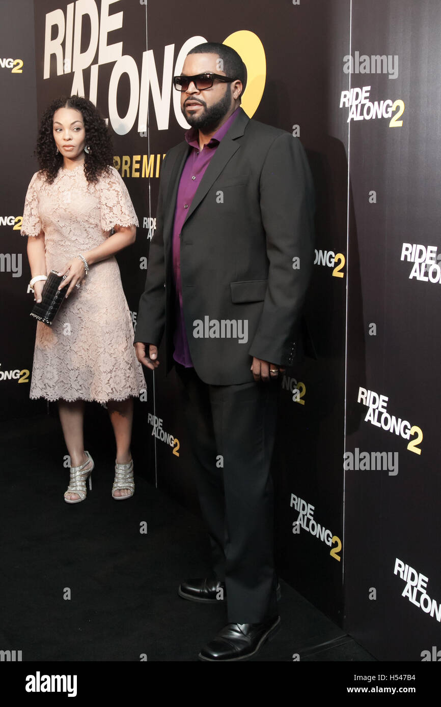 Ice Cube and wife Kim Jackson arriving on the Red Carpet of Ride Along