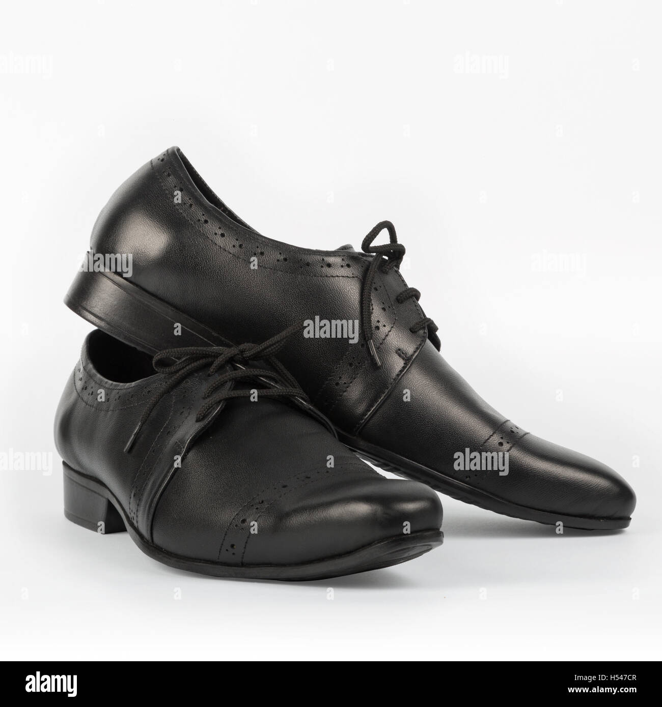 Pair of Black Shiny Men Shoes Stock Photo - Alamy
