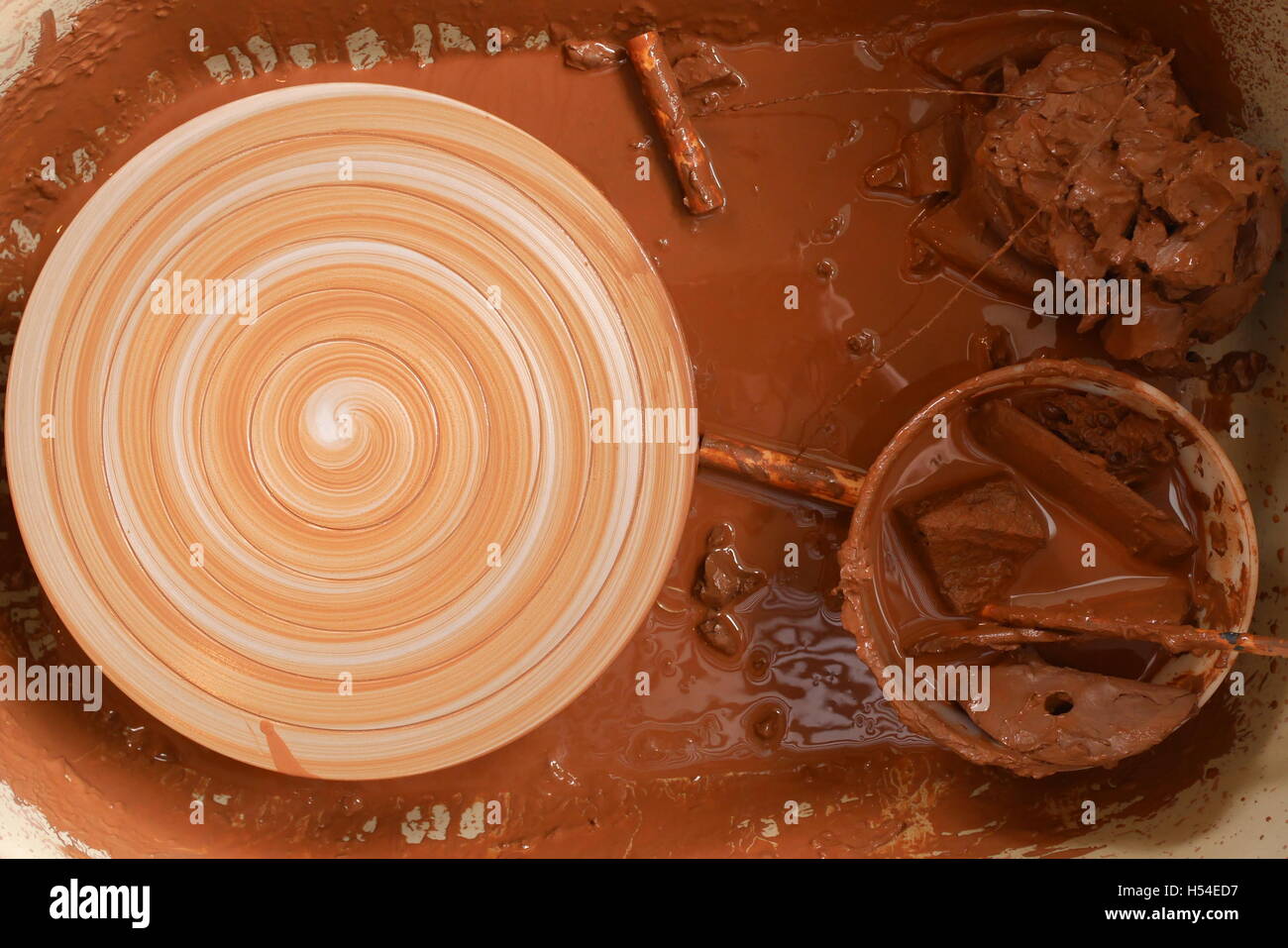 Potter's wheel and equipment Stock Photo