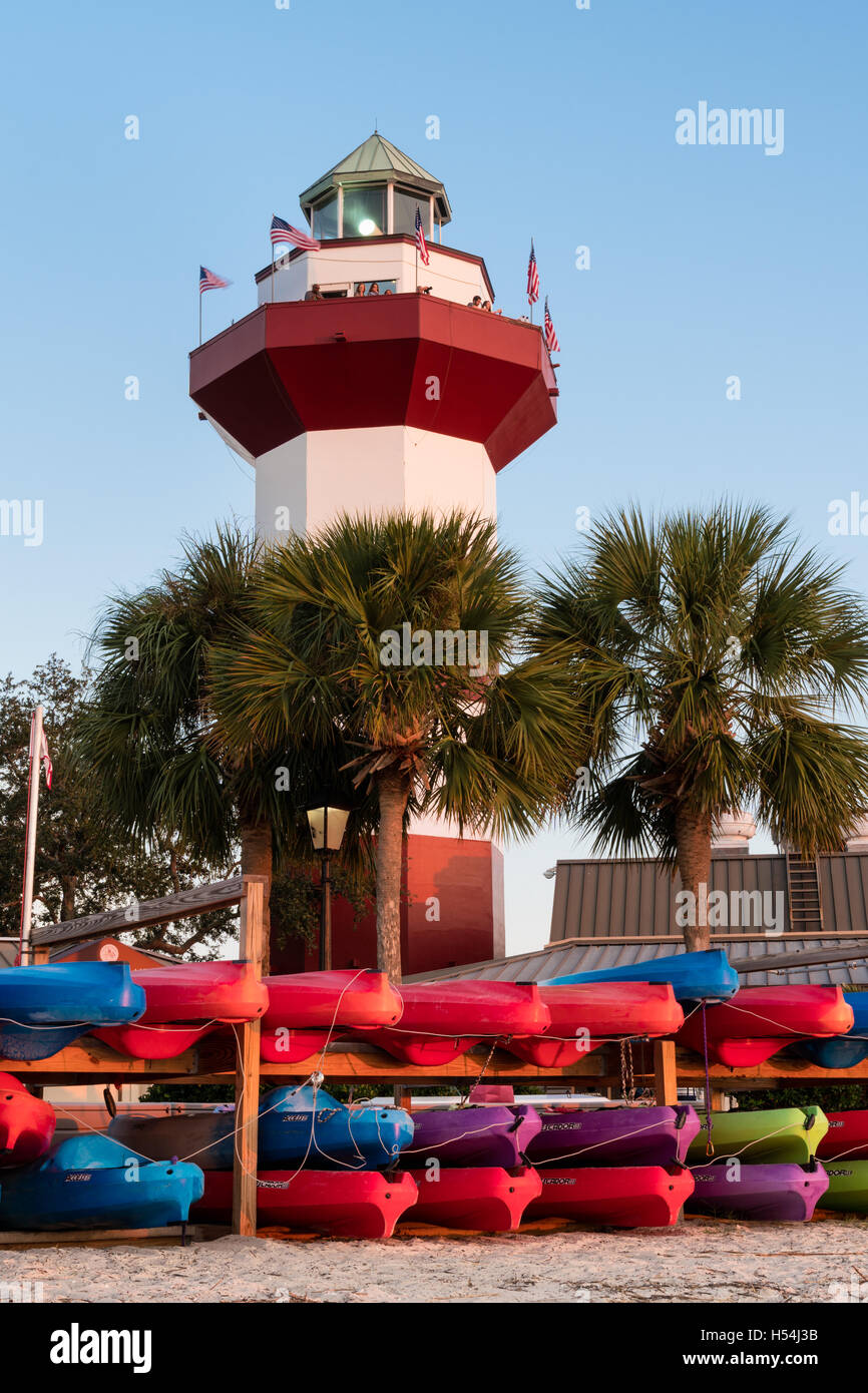 Harbour Town Lighthouse and Kayak Launch in Sea Pines Resort on Hilton Head Island, South