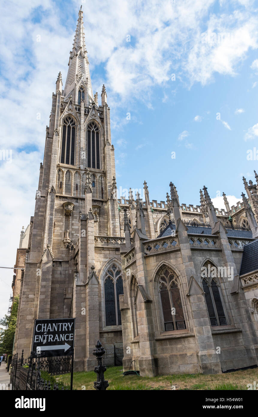 Side View of landmarked Grace Church, gothic revival church at 800