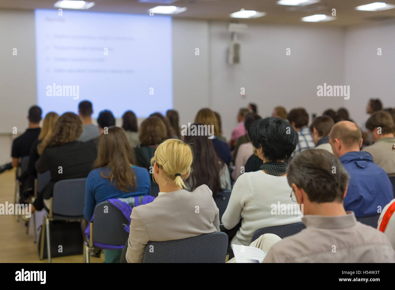 Audience in lecture hall on scientific conference Stock Photo - Alamy