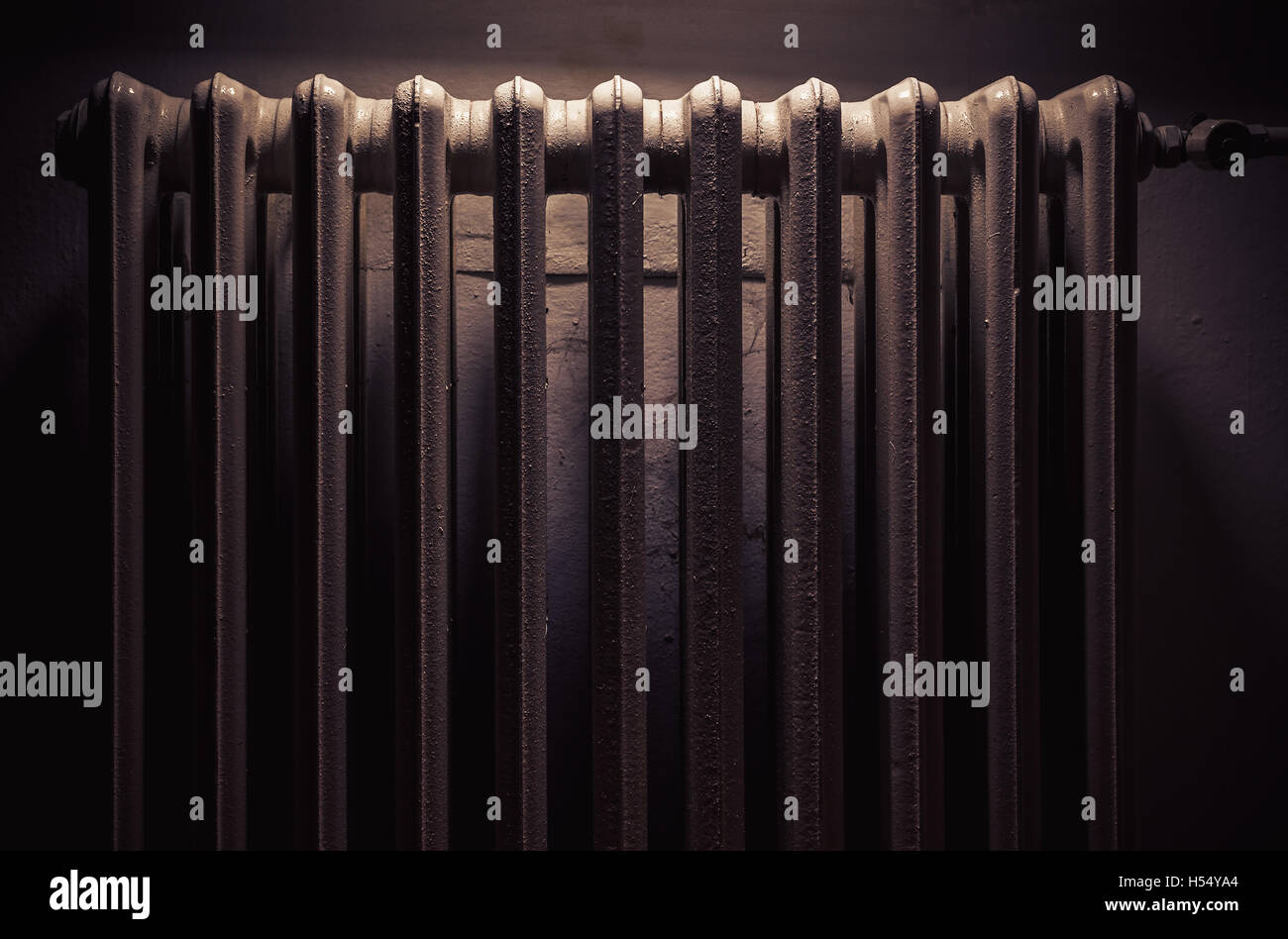 Conceptual composition about cold weather, details of an old radiator ...