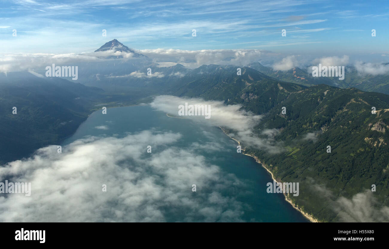 Avacha Bay and Vilyuchinsky stratovolcano. South Kamchatka Nature Park ...