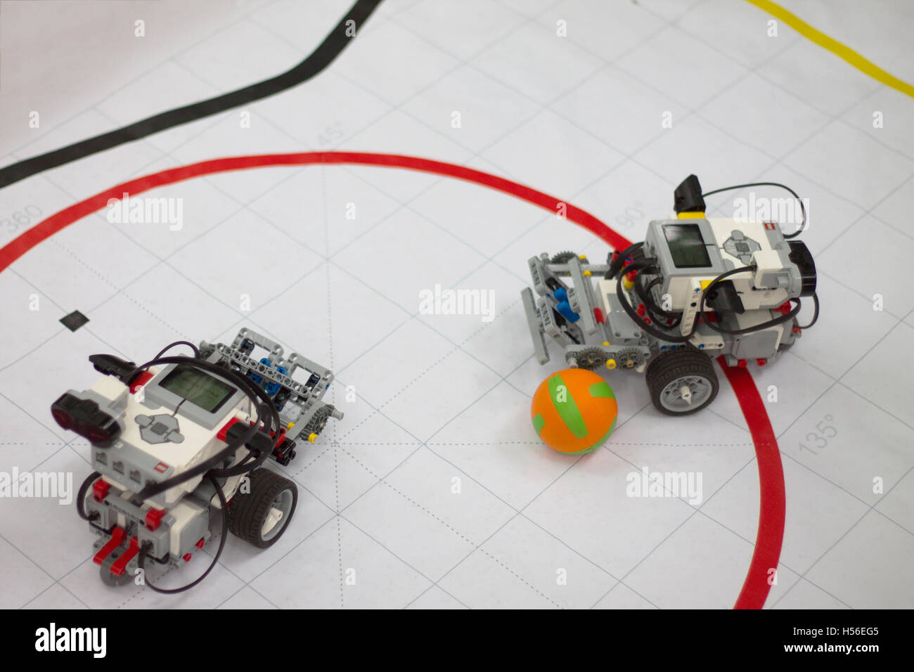 Automated machines and ball game of football Stock Photo Alamy