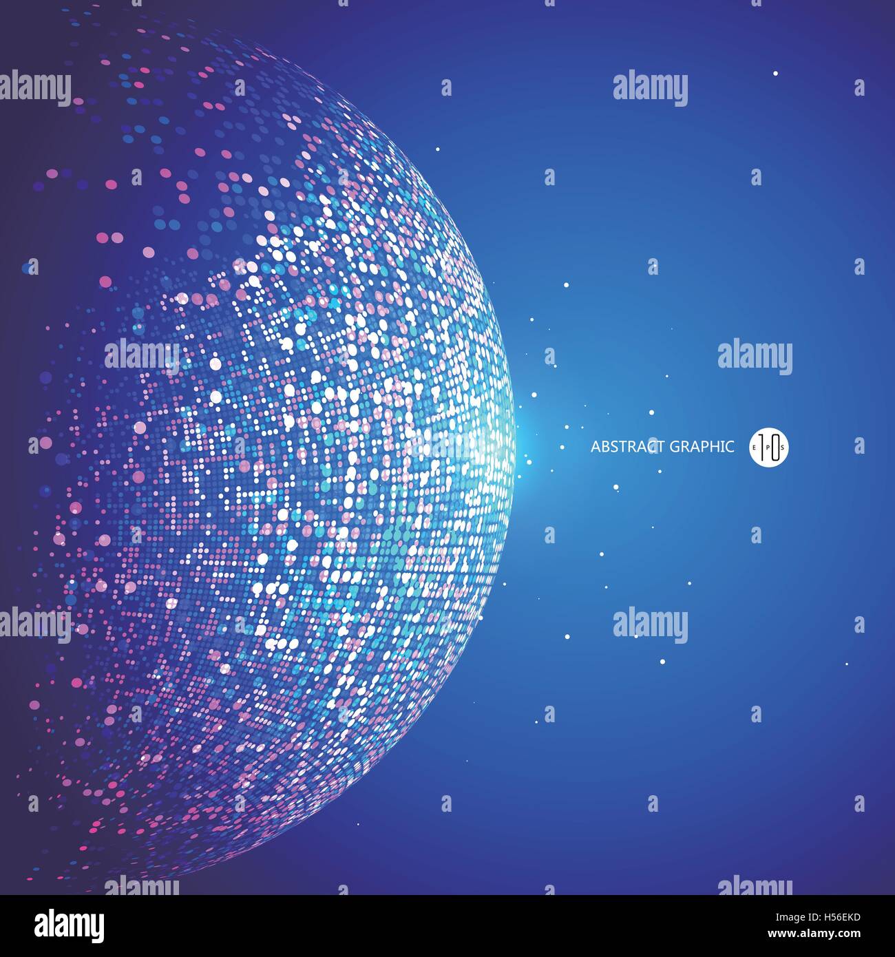 Colorful dots abstract sphere, science and technology vector illustration. Stock Vector