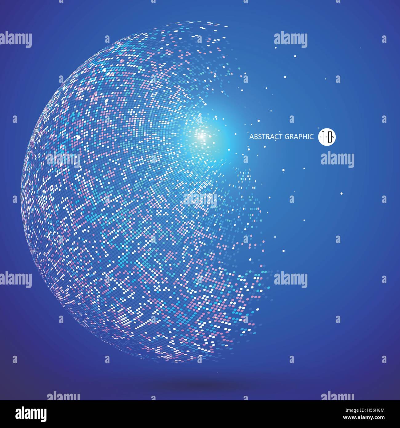 Colorful dots abstract sphere, science and technology vector illustration. Stock Vector