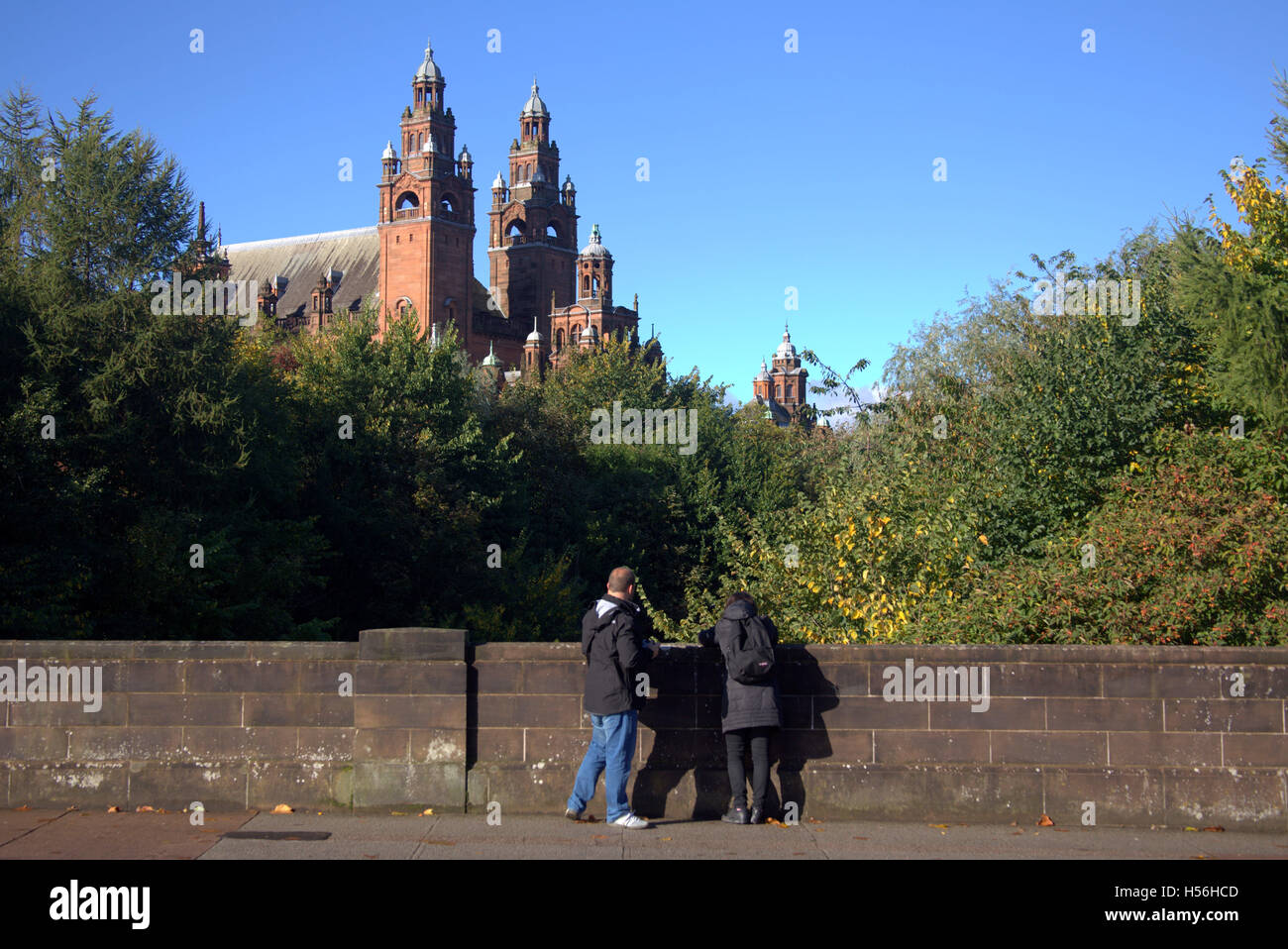 Glasgow Kelvingrove museum exterior  from the kelvin river Stock Photo