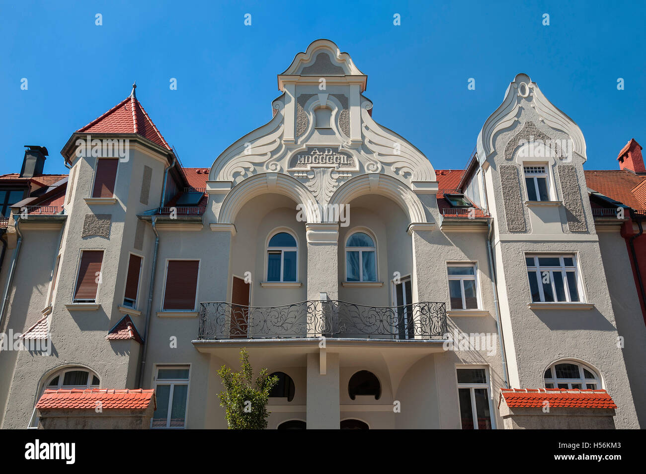 House facade, Art Nouveau villa, Gern, Munich, Bavaria, Germany Stock Photo
