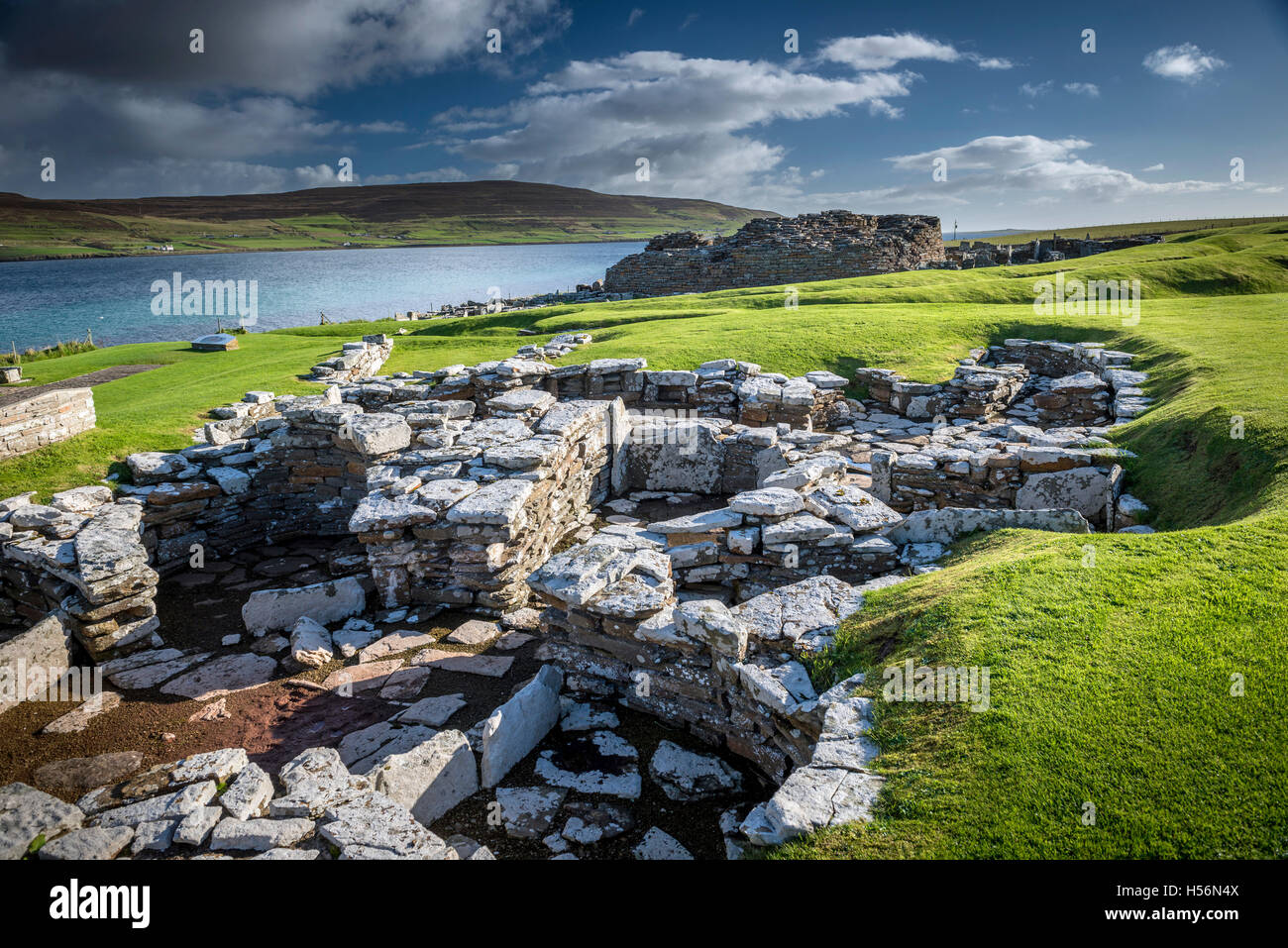 The Iron Age Broch of Gurness on Mainland, Orkney, Scotland, UK Stock Photo