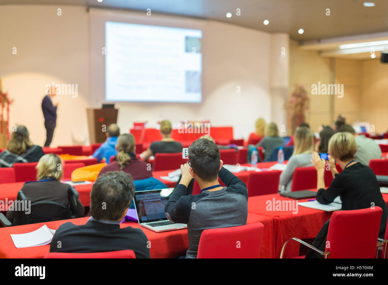 Audience in lecture hall on scientific conference Stock Photo - Alamy