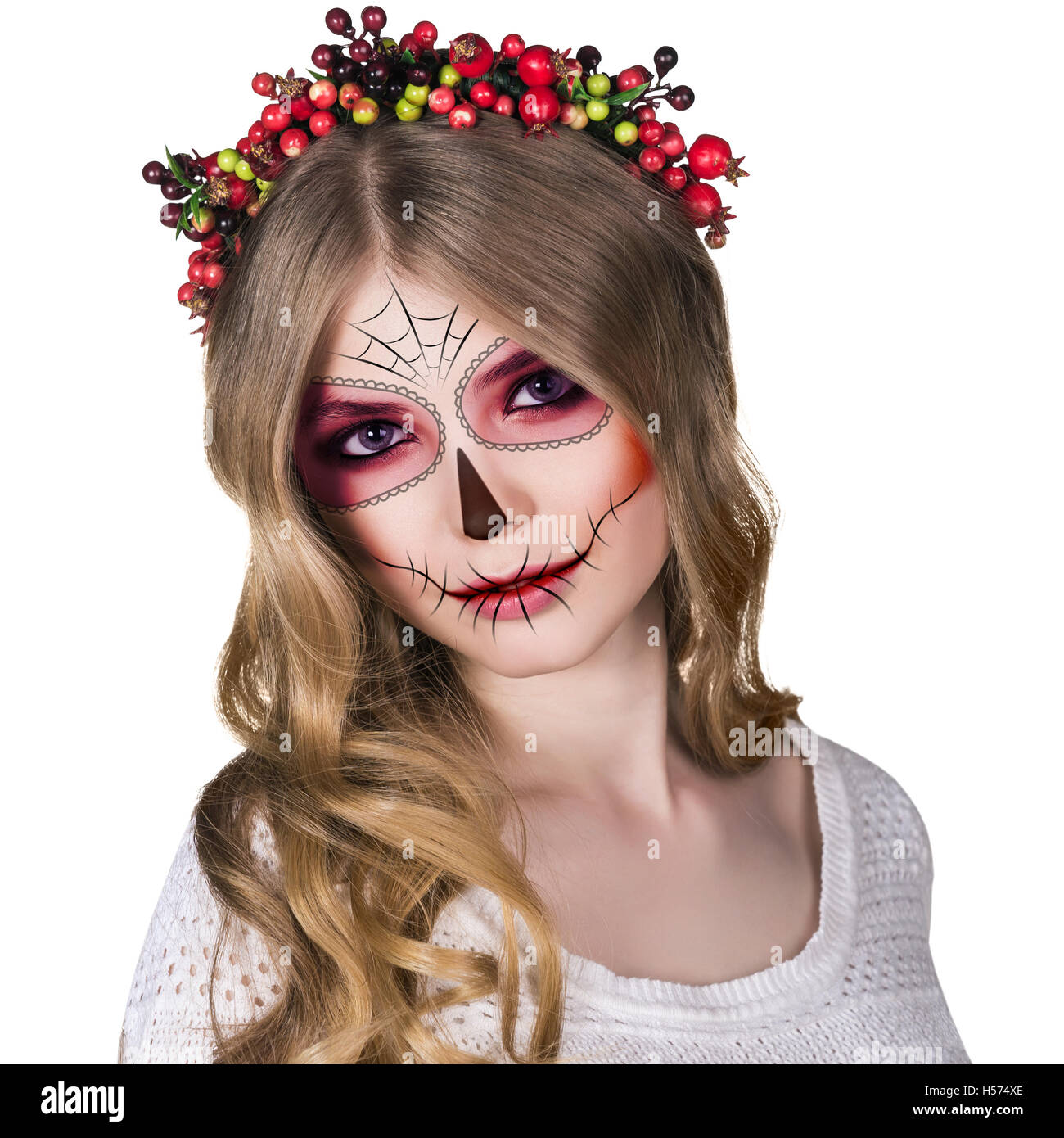 Woman in day of the dead mask Stock Photo