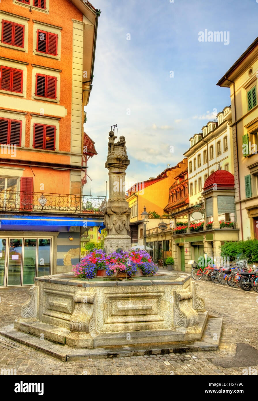 Medieval fountain in the old town of Lucerne, Switzerland Stock Photo