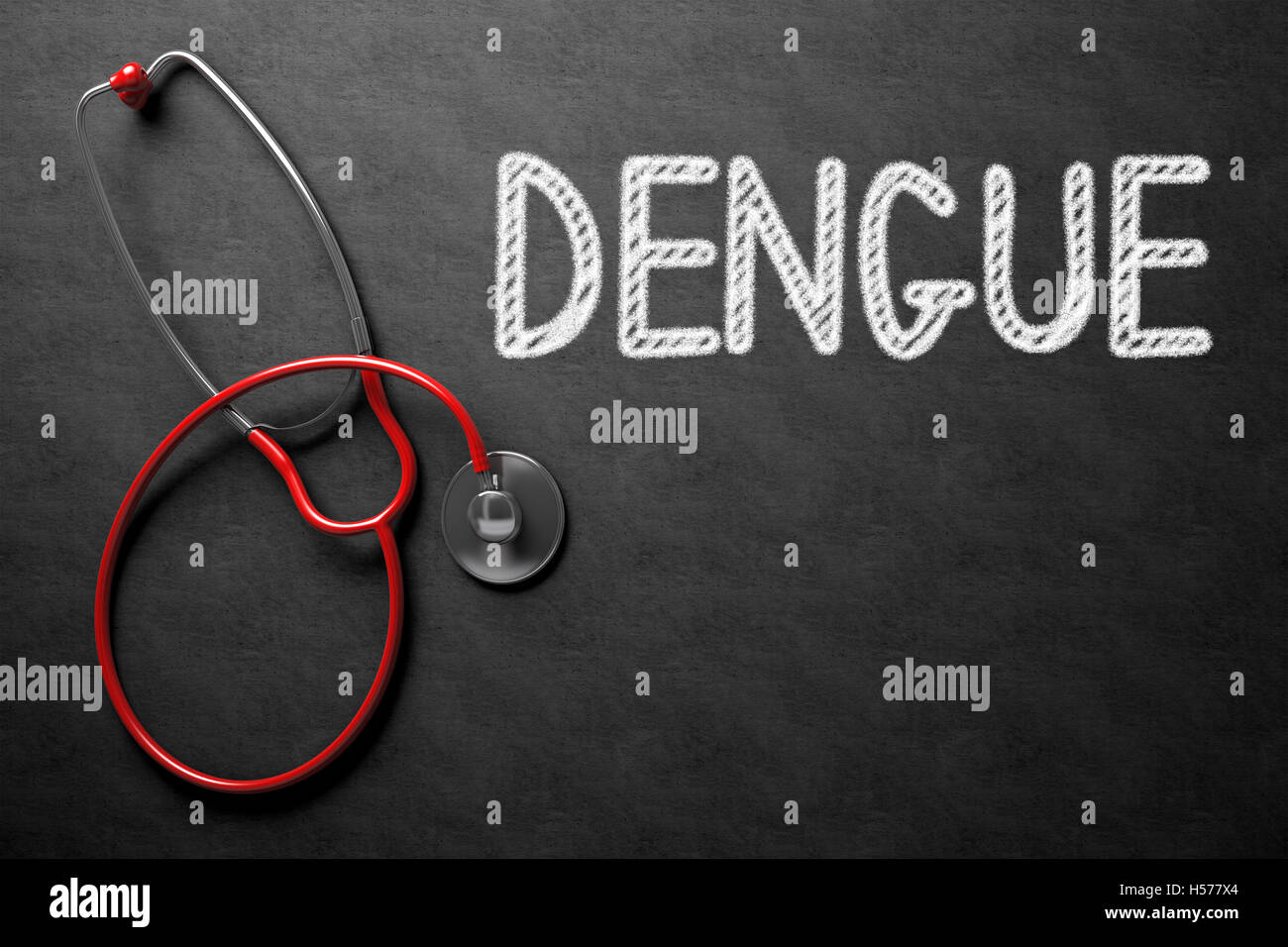 Dengue - Text on Chalkboard. 3D Illustration. Stock Photo
