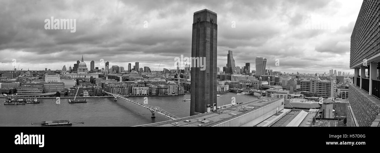 London, UK - July 2016: London panoramic view from Tate Modern Switch House roof observation terrace. London England. St Paul's Stock Photo