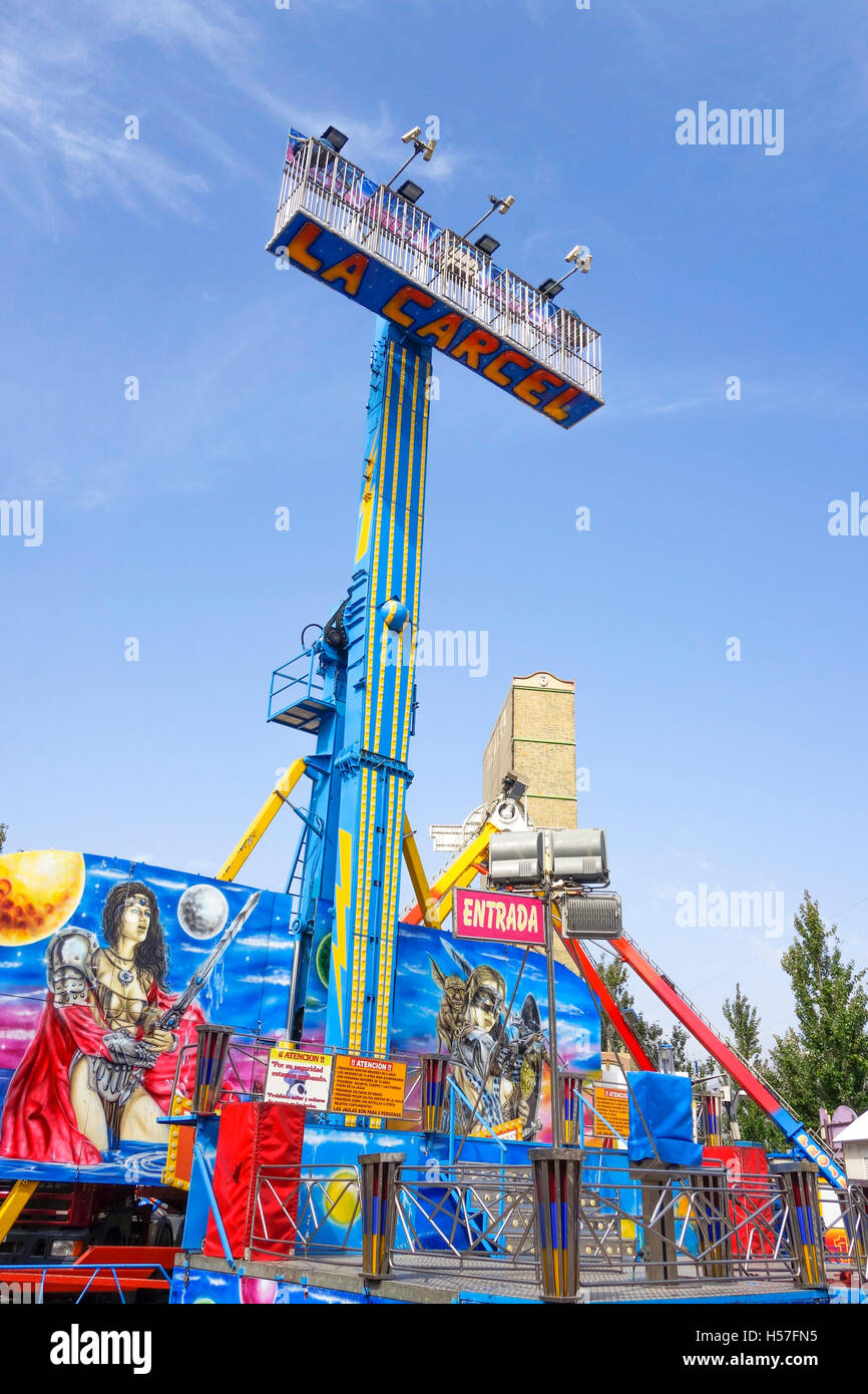 Children amusement rides attractions on closed annual fair. funfair. Carnival, Andalusia, Spain. Stock Photo