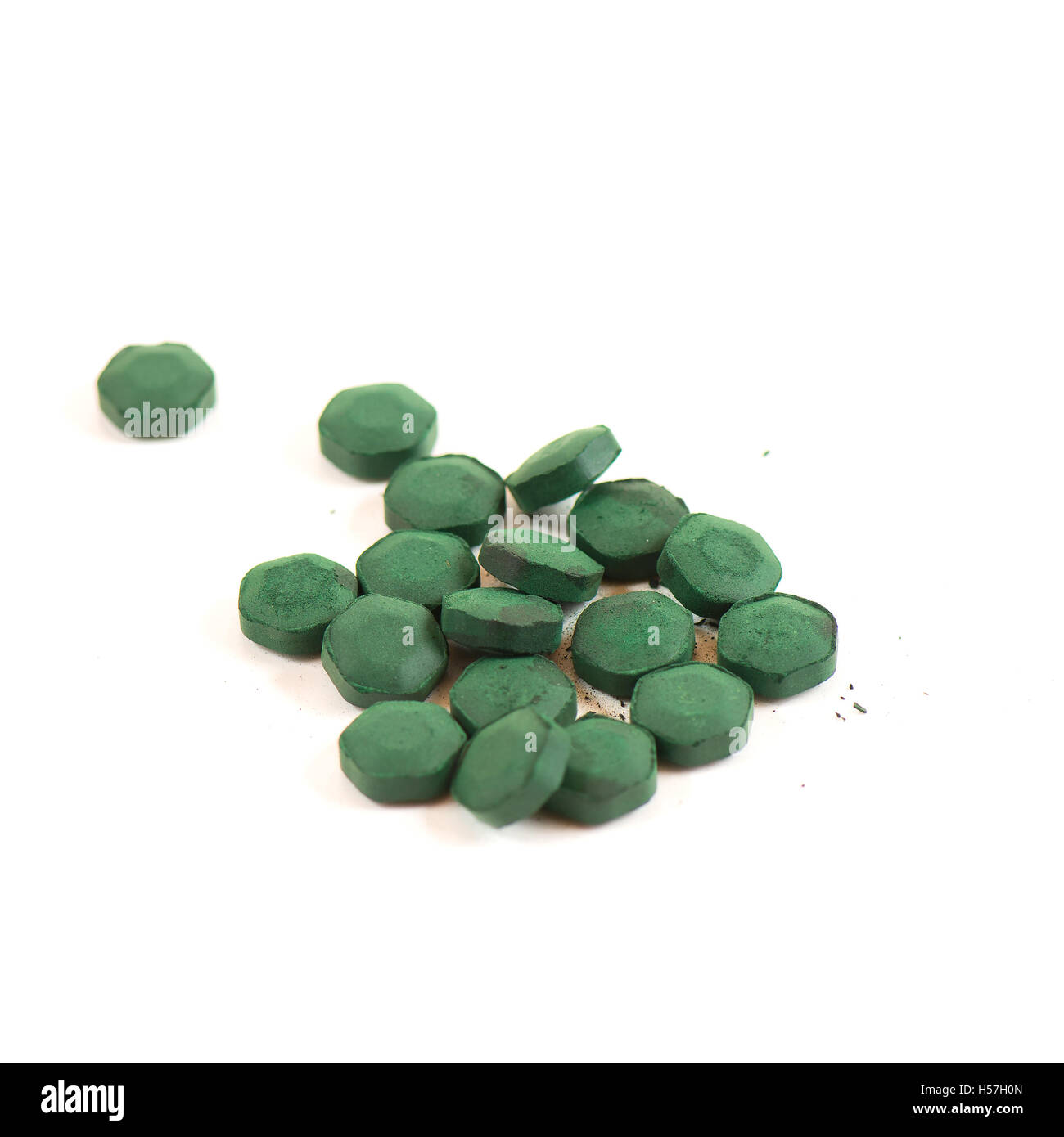 Tablets of Spirulina Algae on the withe background Stock Photo Alamy