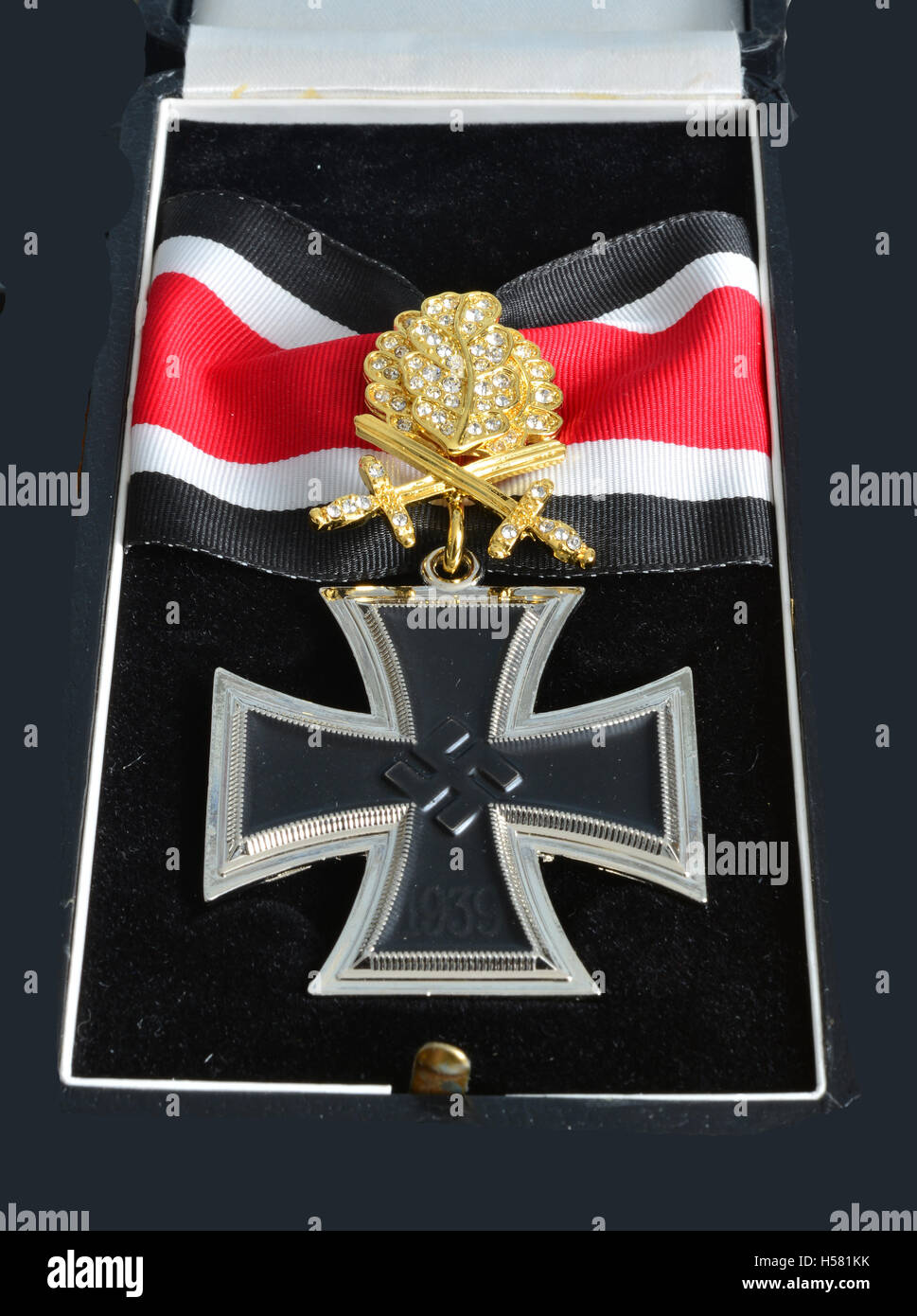 The Knights Cross of the Iron Cross with Golden Oakleaves Swords and Diamonds. Stock Photo