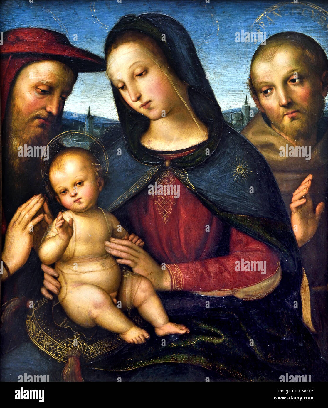 Mary with the blessing child in St. Jerome and St. Francis 1502  Raphael - ( Raffaello -Santi - Sanzio da Urbino ) 1483 - 1520 Rome Urbino Marche Italy Stock Photo
