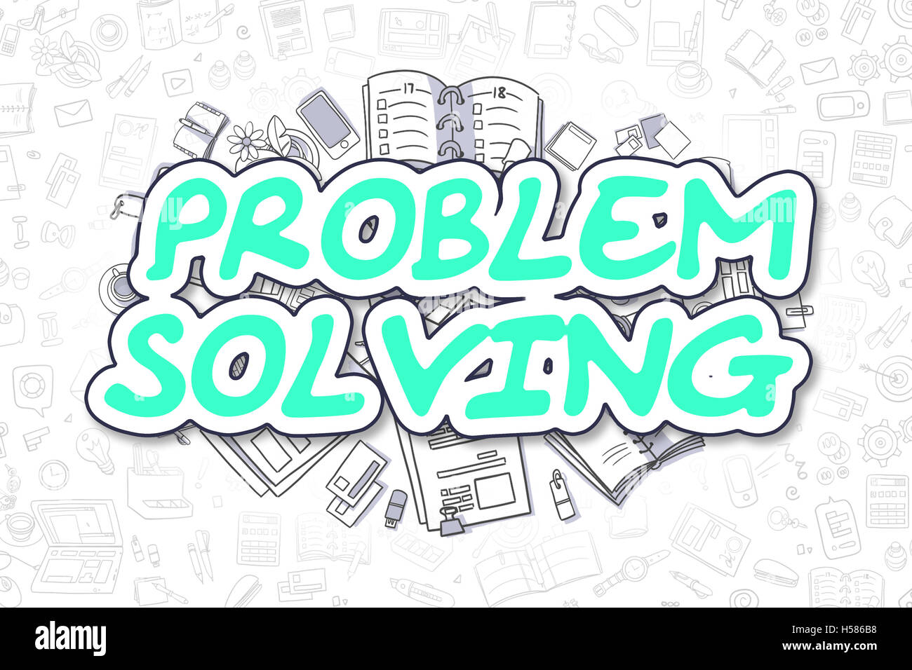 Problem Solving - Doodle Green Text. Business Concept. Stock Photo