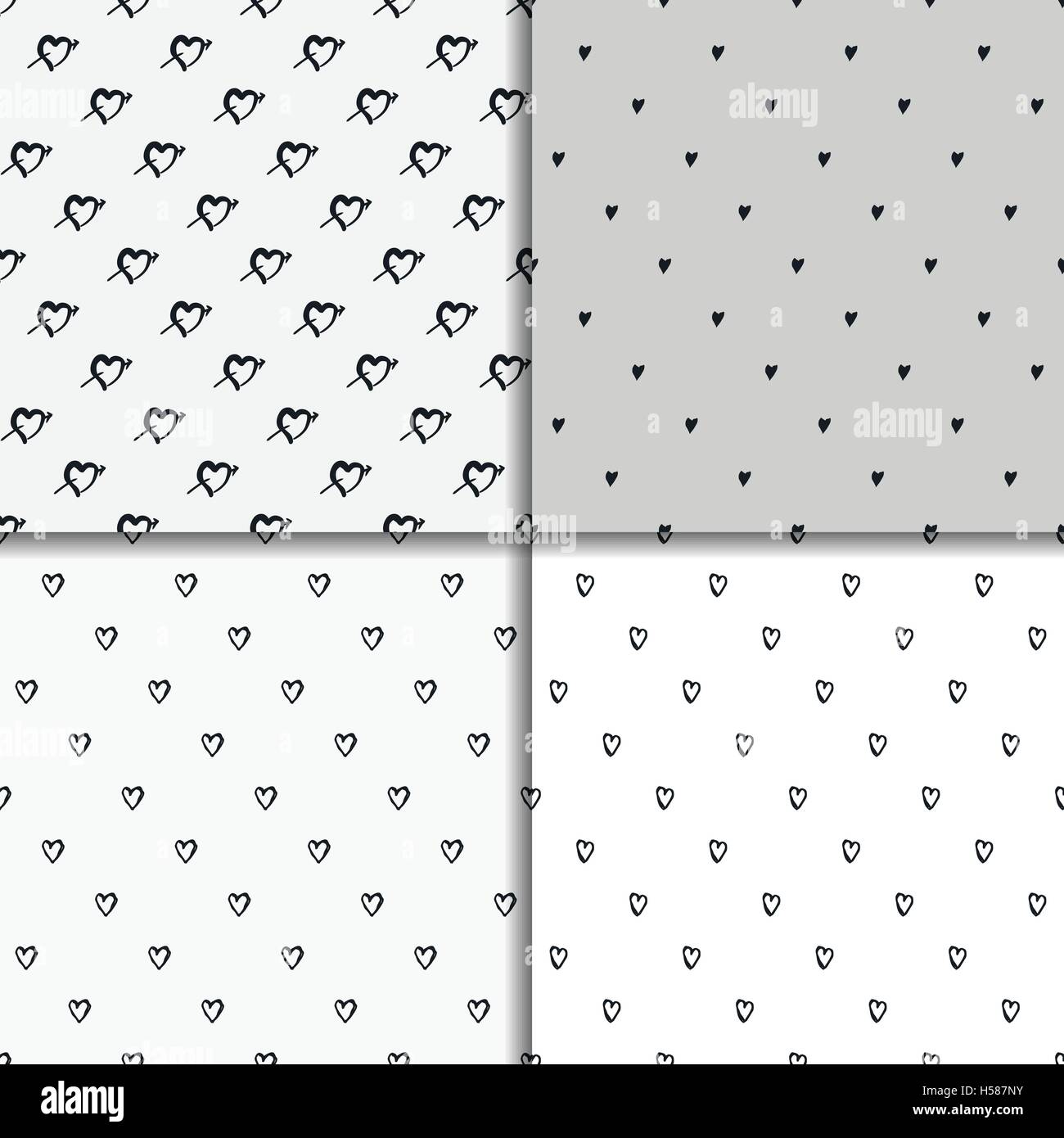 Doodle seamless pattern set with hearts Stock Vector Image & Art - Alamy