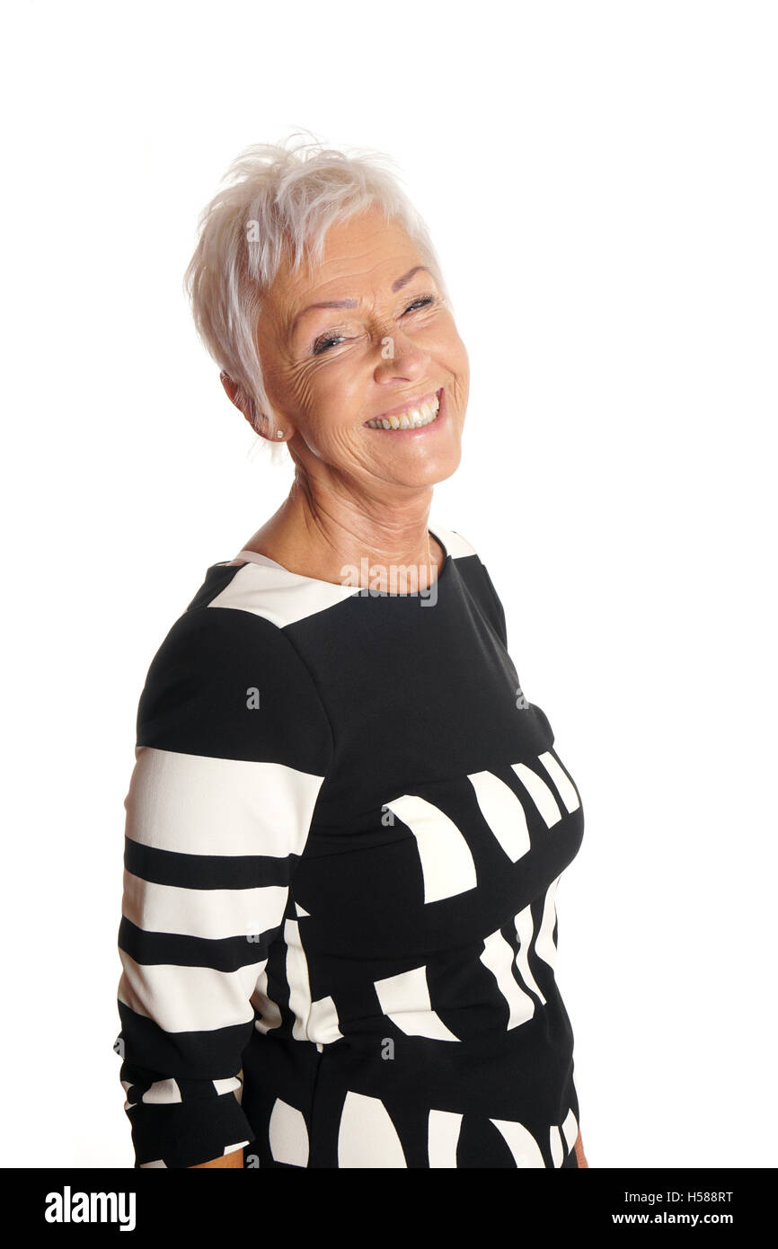 happy mature woman in her sixties Stock Photo
