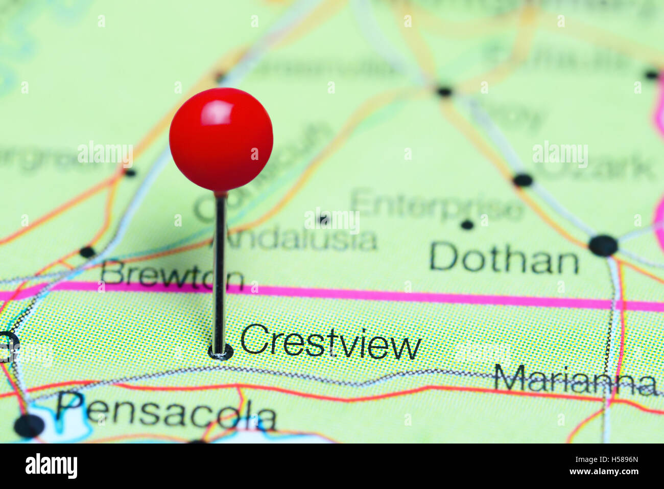 Crestview pinned on a map of Florida - Crestview Pinned On A Map Of Florida Usa H5896N