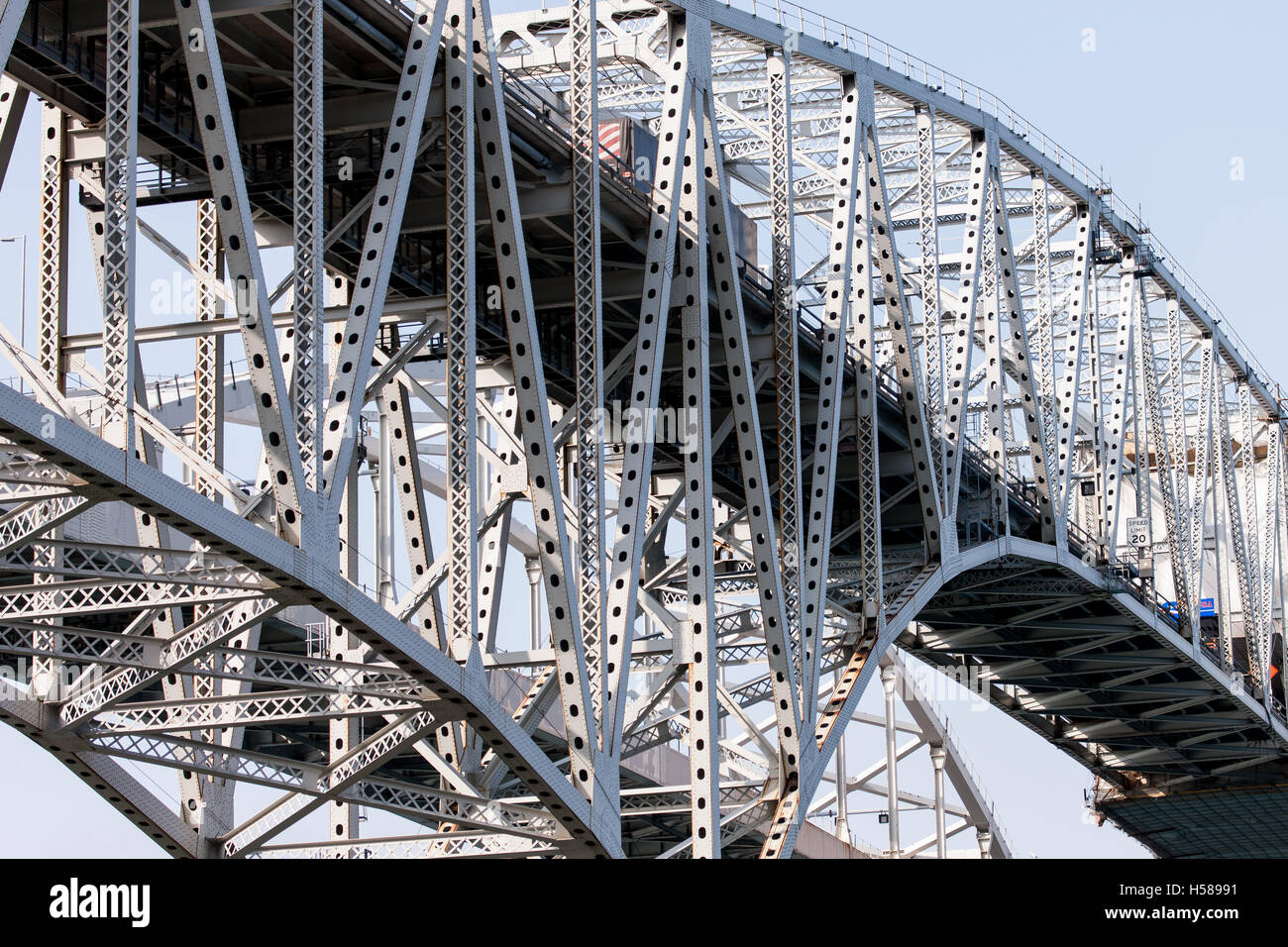 The Bluewater Bridge spanning the St. Clair River connects Sarnia ...