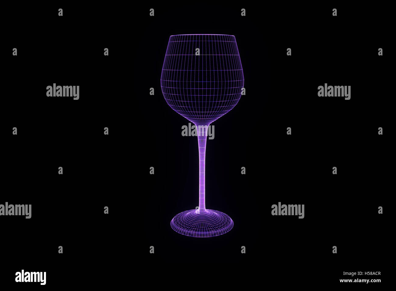 Wine Glass in Hologram Wireframe Style. Nice 3D Rendering Stock Photo Alamy