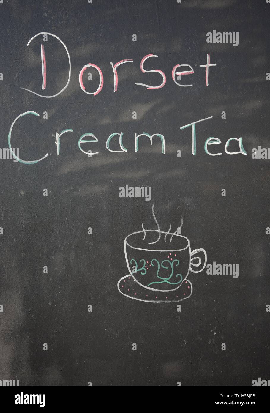 Dorset cream tea chalkboard, Weymouth, Dorset, England, UK, Western