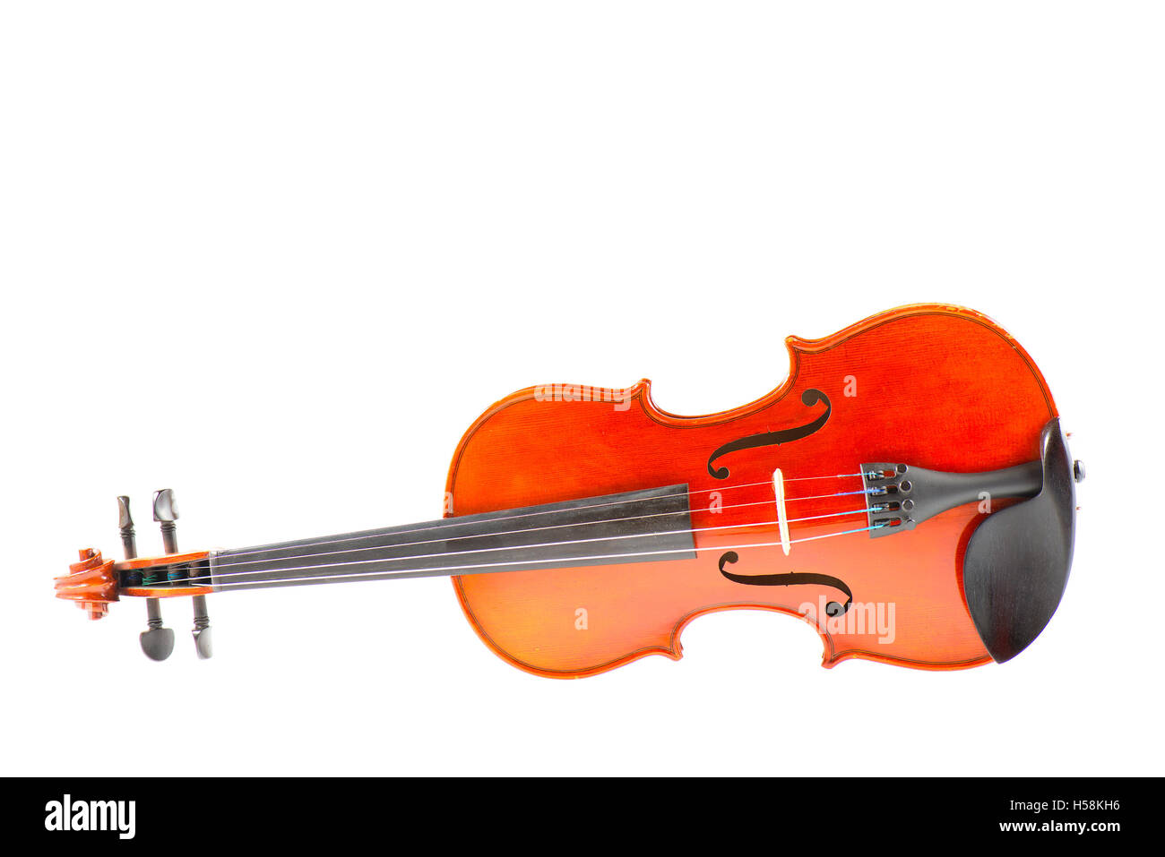 Red violin on white background Stock Photo