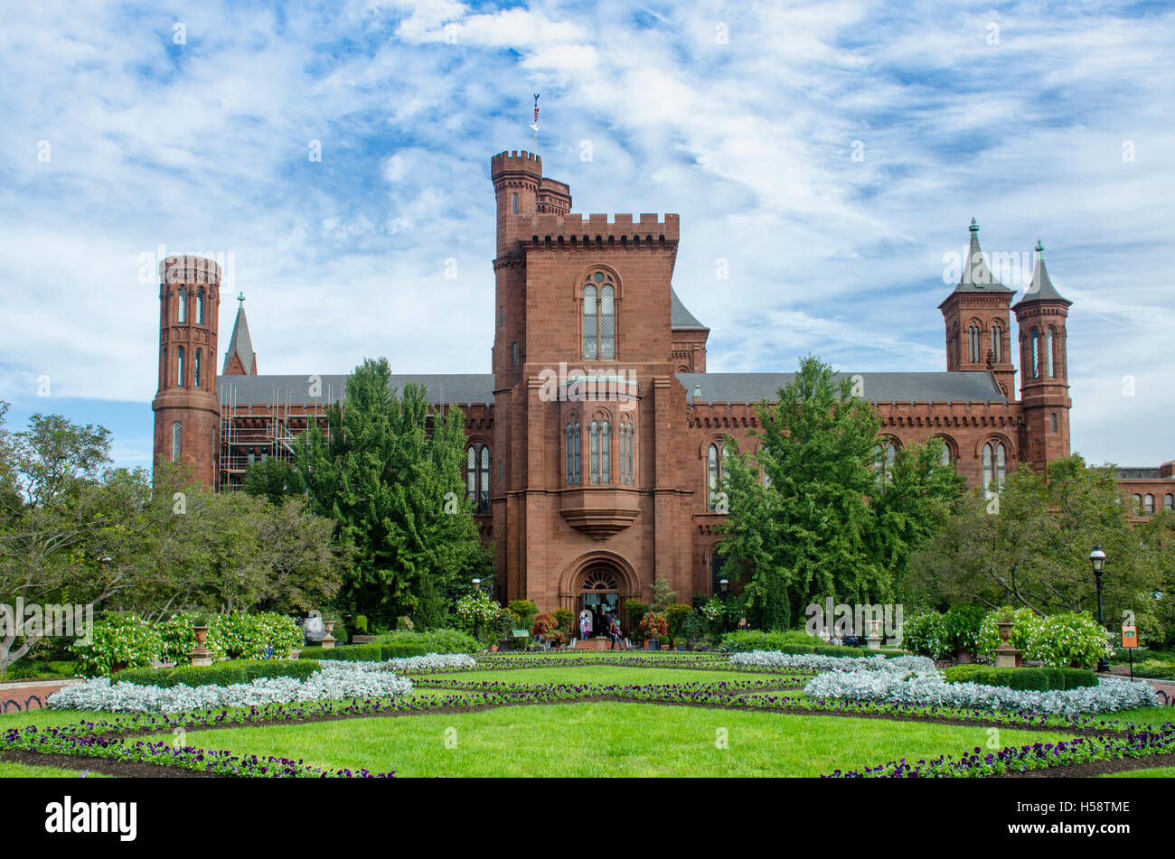 Smithsonian Castle Visitor Center, with the Enid A. Haupt Garden in the foreground Stock Photo
