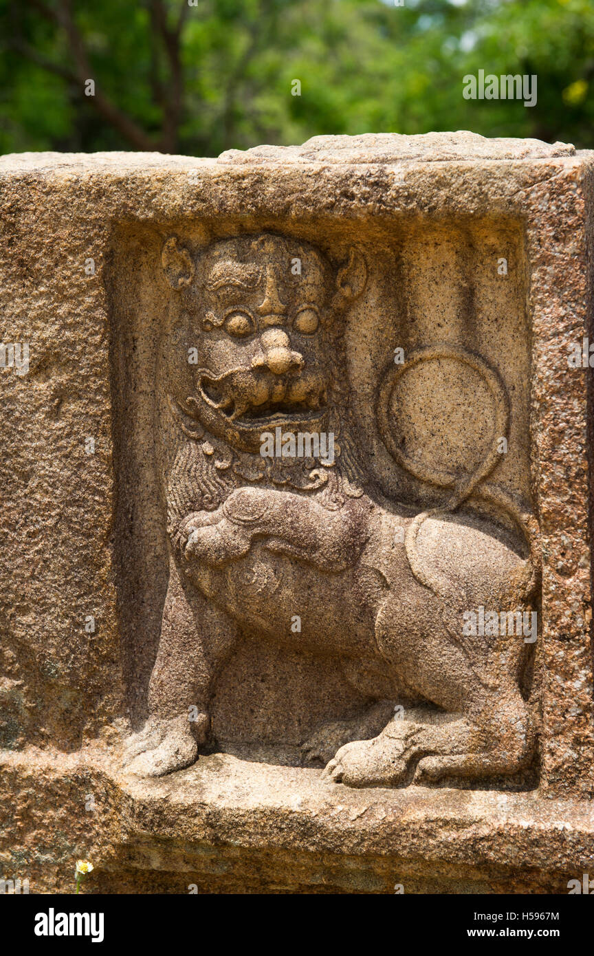 Lion carving, Mahasena Palace, Anuradhapura, Sri Lanka Stock Photo Alamy