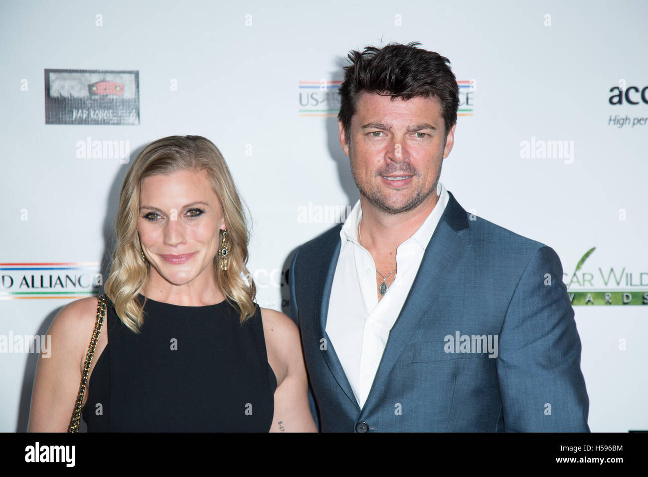 Katee Sackhoff and Karl Urban attend 2016 Oscar Wilde Honoring the Irish in Film at Bad Robot