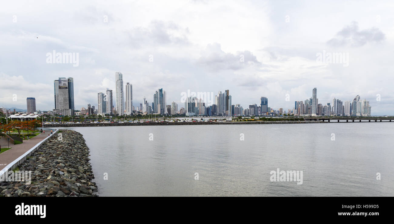 Panama City, Panama- June 08: Cityscape from across the bay in Panama. June 08 2016, Panama City, Panama. Stock Photo