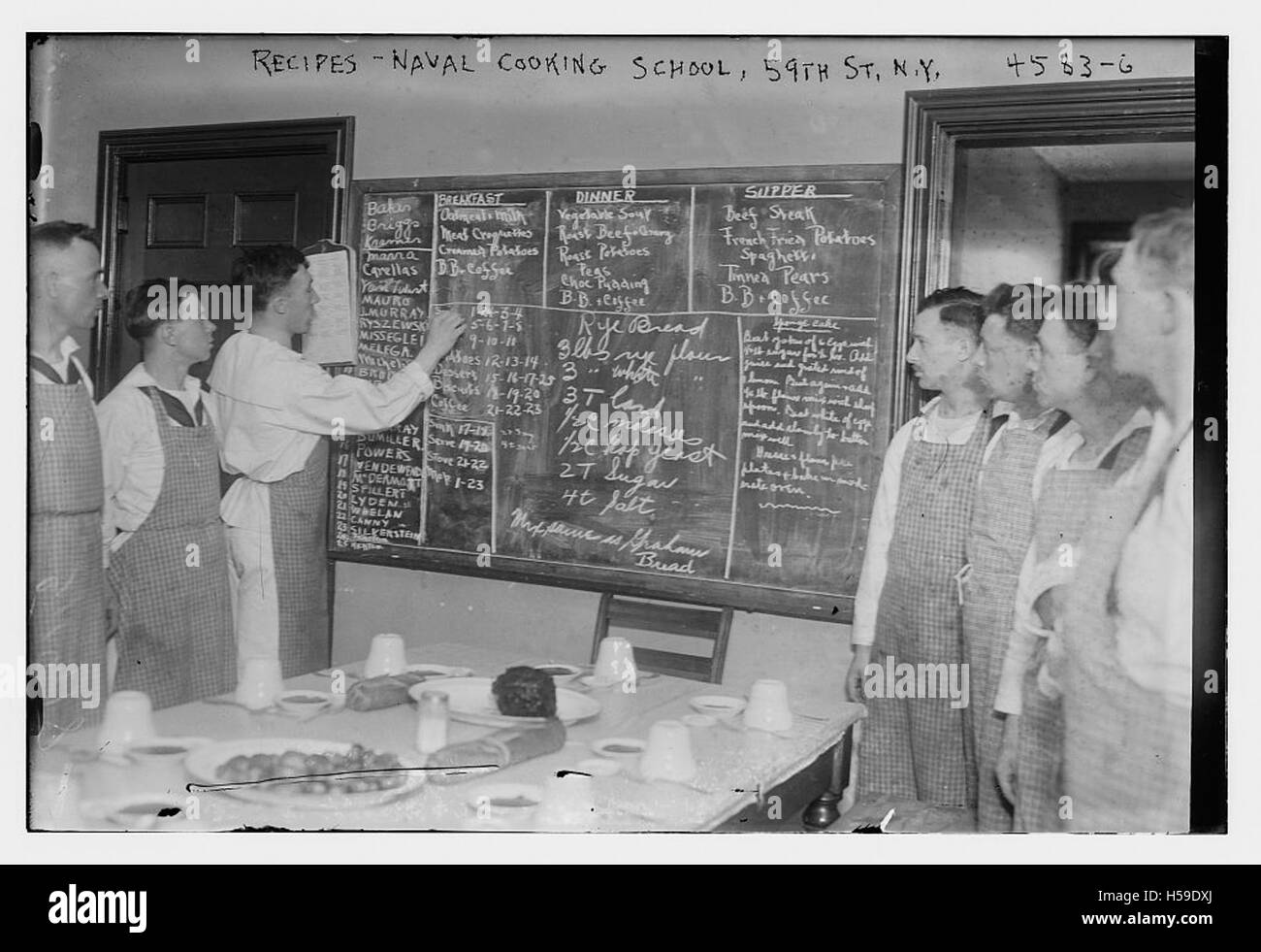 Recipes -- Naval cooking school 59th St Stock Photo