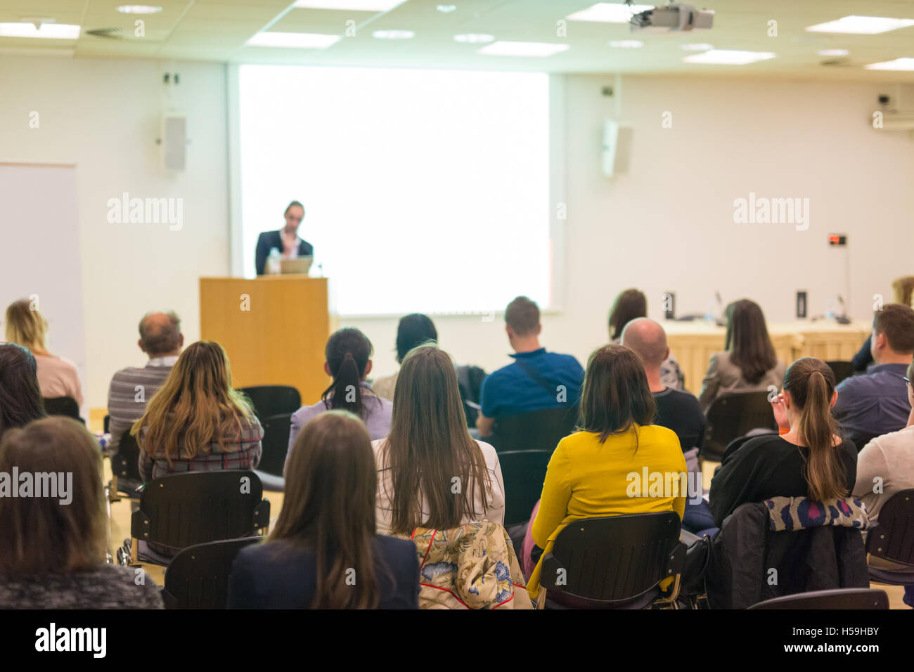 Audience in lecture hall on scientific conference Stock Photo - Alamy