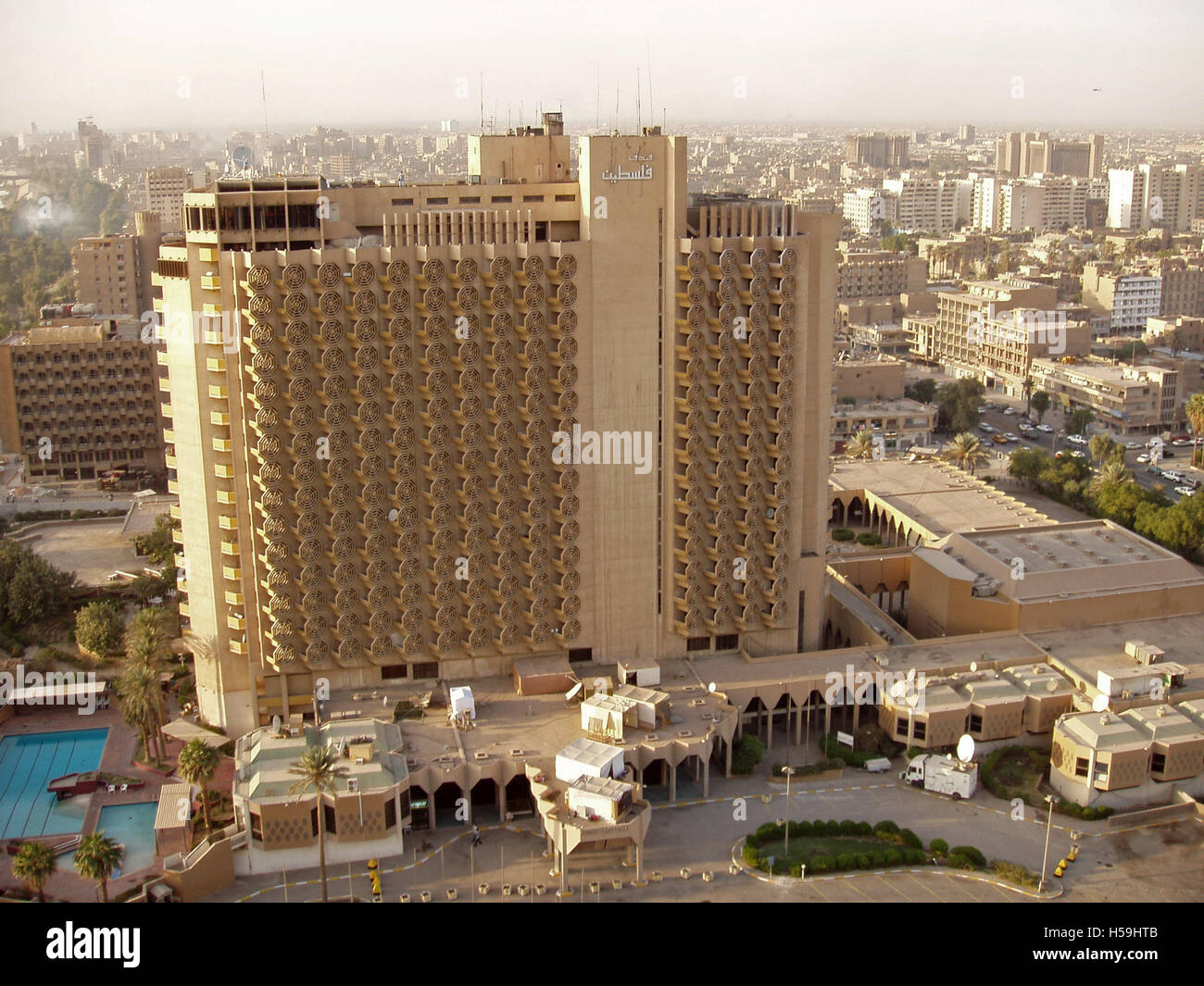 5th November 2003 The Palestine Hotel, Firdos Square in Baghdad Stock