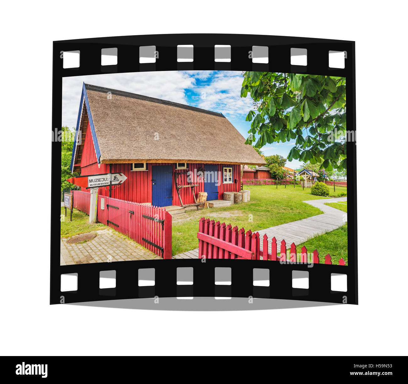 The Ethnographic fishing homestead is a museum in Nidden, Nida, Neringa, Curonian spit, Lithuania, Baltic States, Europe Stock Photo