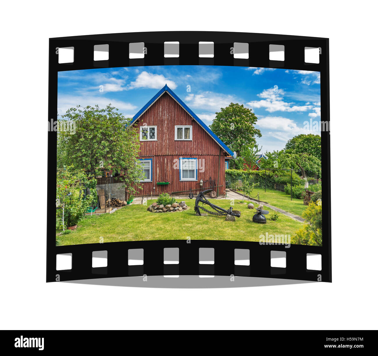 Typical Fisherman's House in the small village Nidden, Nida, Neringa, Curonian spit, Lithuania, Baltic States, Europe Stock Photo