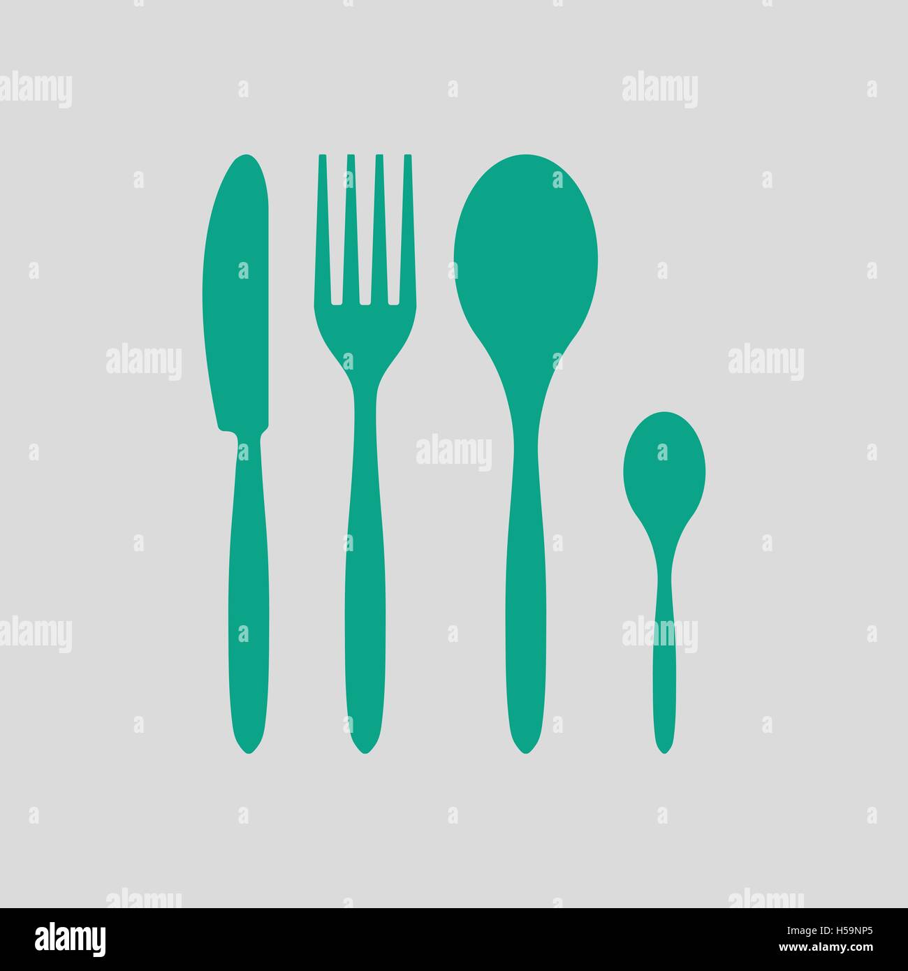 Silverware set icon. Gray background with green. Vector illustration ...