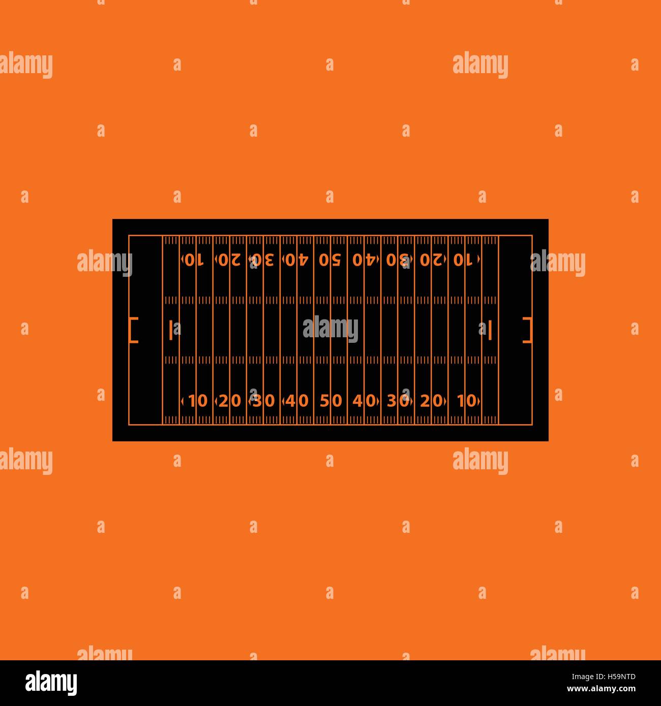 American football field mark icon. Orange background with black. Vector illustration. Stock Vector