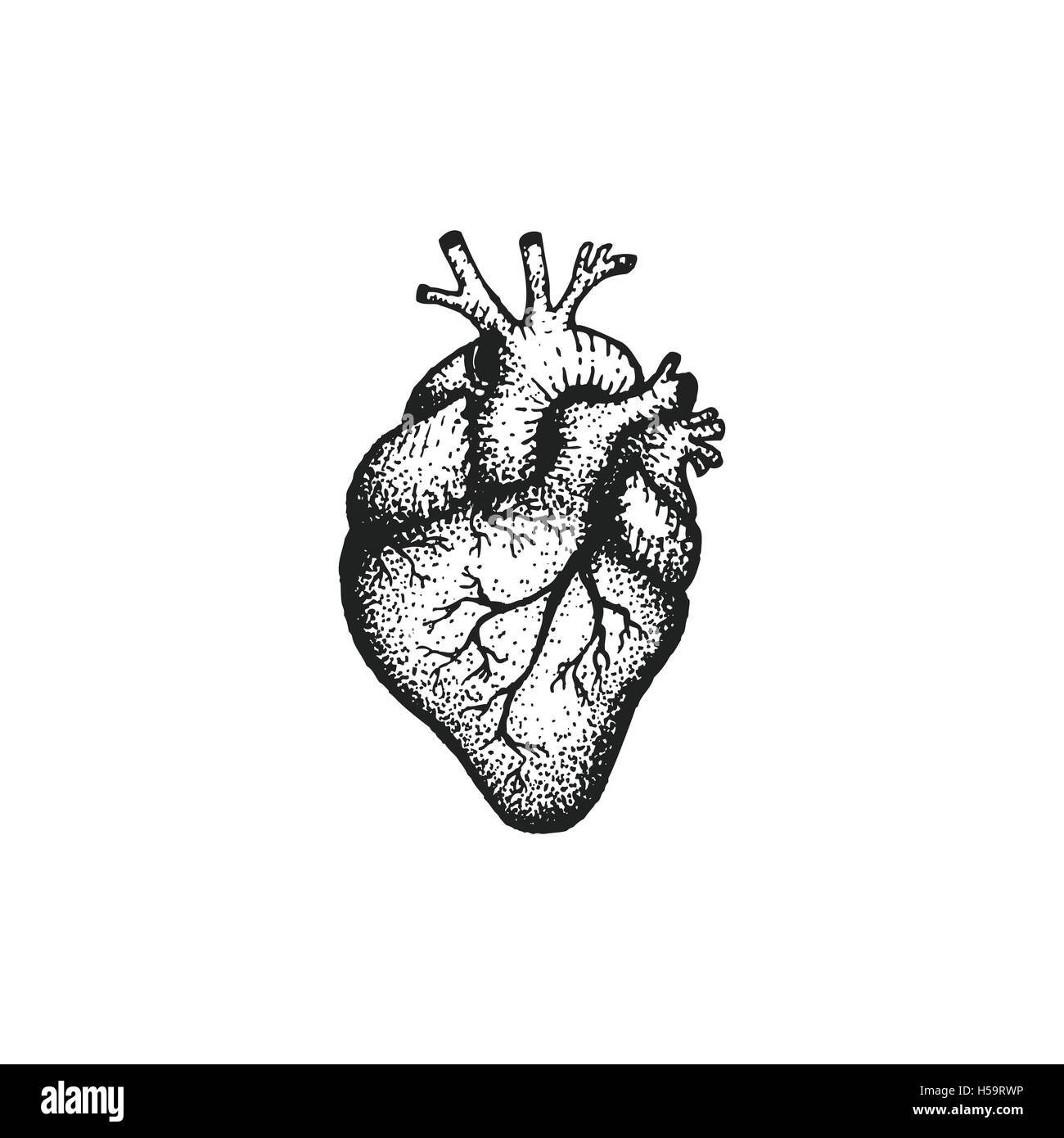 human heart tattoos black and white