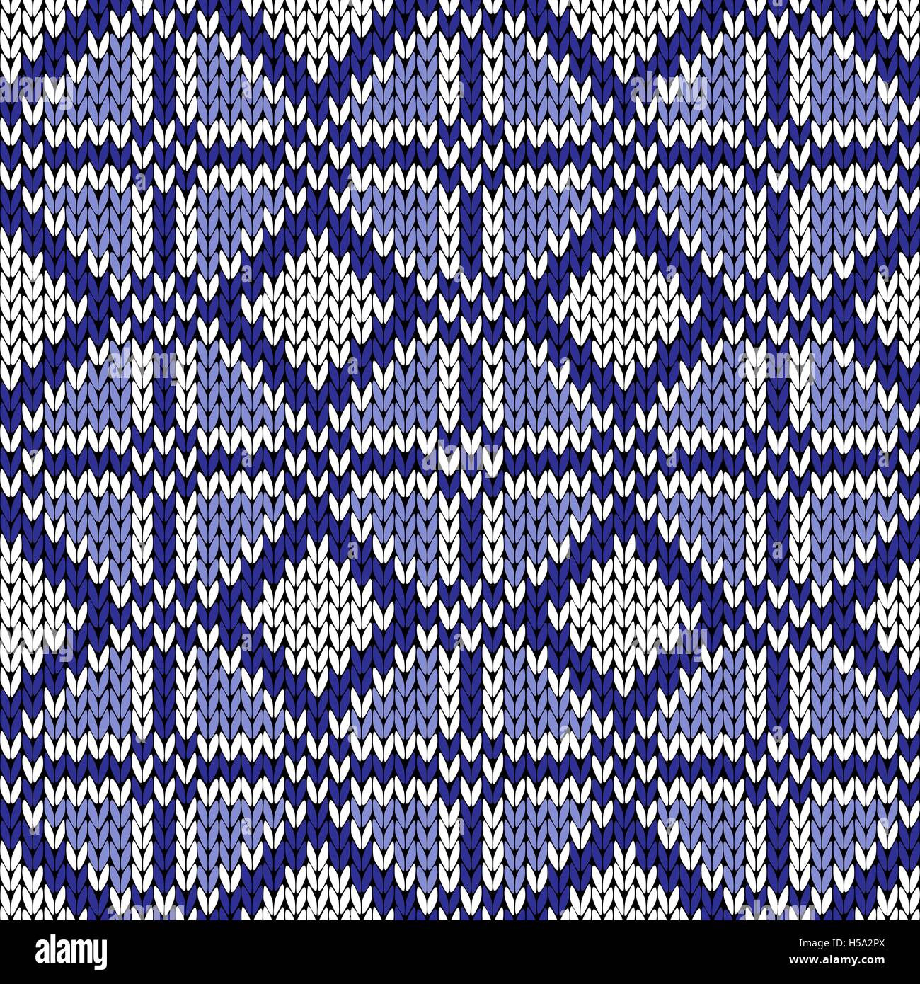 Seamless geometrical knitting vector pattern in blue and white colors ...
