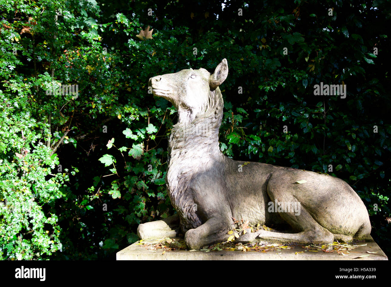 Stag statue garden ornament in the ground of Dunboyne Castle Hotel, Meath Stock Photo
